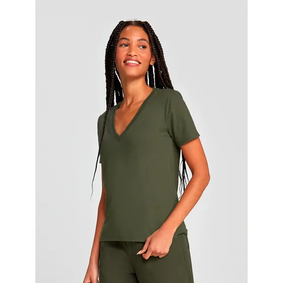 Camiseta Femenina Básica Escote V - 4ez9