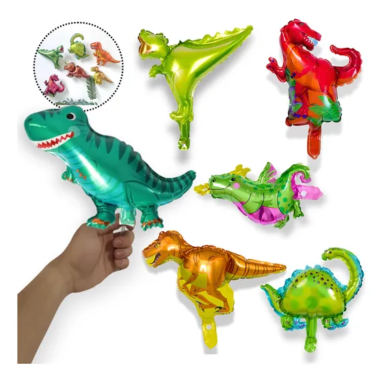 Kit 20 Balão Dinossauro Metalizado Centro De Mesa Atacado