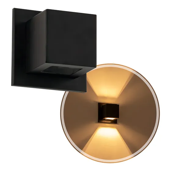 Arandela Box Cubo Pequena 2 Fachos Parede Muro St1318 Cor Preto 127/220V