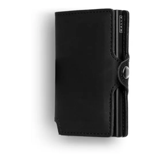 Billetera Walla Vintage con diseño Liso color black de cuero - 10cm x 6.5cm x 1.5cm