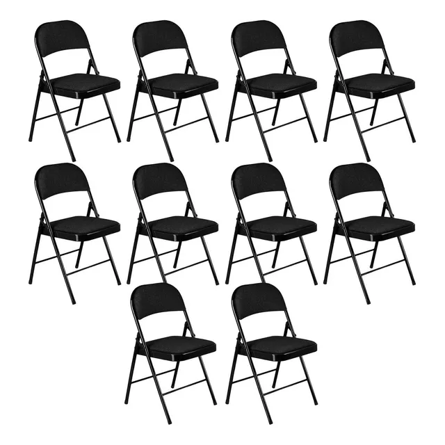 Set De Sillas Plegables Para Fiesta 10 Pzas Metalicas Jardin Color Negro Lisa