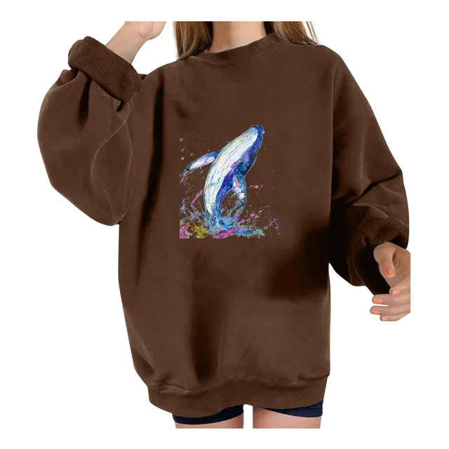 Camiseta Grafica Gran Tamaño Para Mujer Manga Larga Cuello
