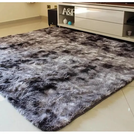 Alfombra Pelo Largo Costa Oro Shaggy Color Gris/blanco Felpudo - De 2m X 1.5m