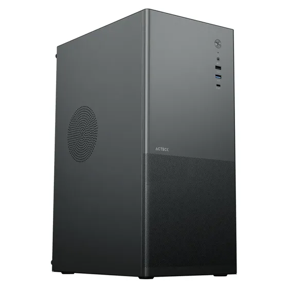 Gabinete Acteck Rex Max Gm757 Atx Media Torre Metal Panel Ranurado Usb-c Negro Ac-943994