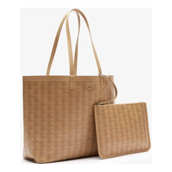 Cartera De Mujer Lacoste Nf4344ze Acabado de los herrajes Ninguno Color Beige Correa de hombro Beige Diseño de la tela Monograma