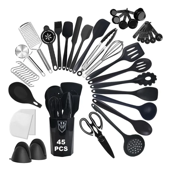 45 Pcs Juego Utensilios De Cocina De Silicona Cucharas De