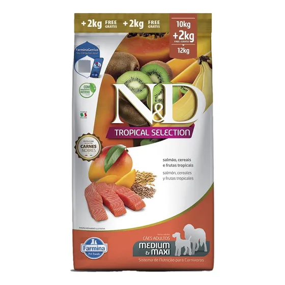 Ração N&d Tropical Selection P/ Cães Ad. Med/maxi Sal. 12kg