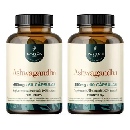 Ashwagandha 450mg 60 Cap Pack 2 Uni - Antistress Mente Optima