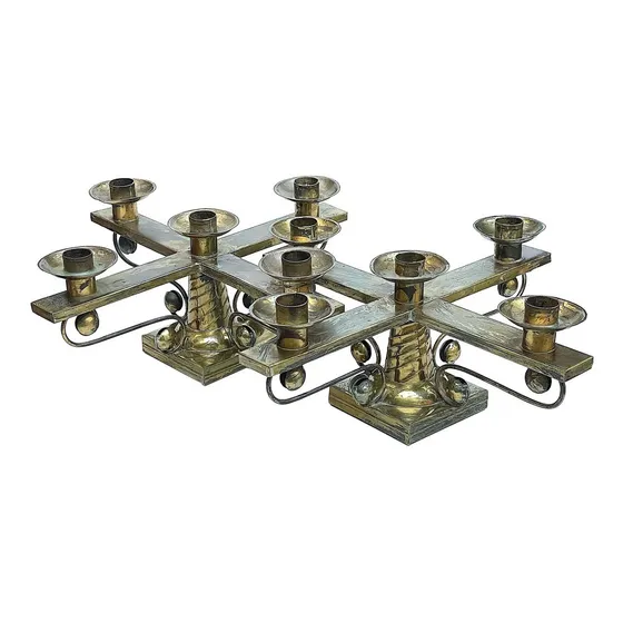 Candelabros Mexicanos De Hojalata Dorada, Mid Century