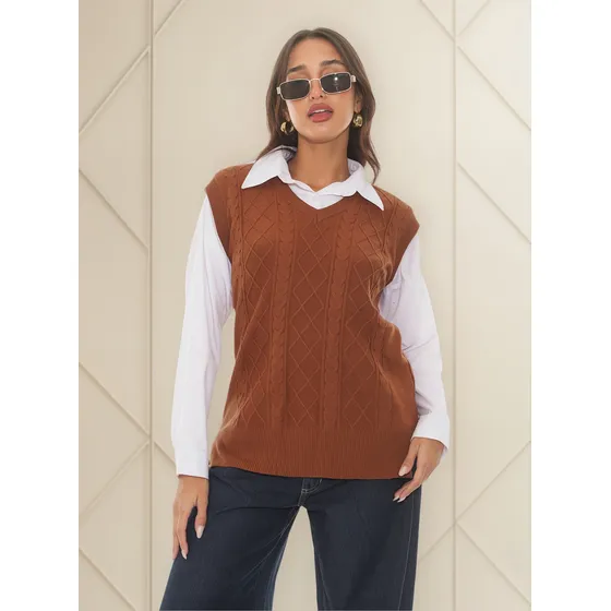 Sweater Chaleco Manhattan Rombos Seul Mujer