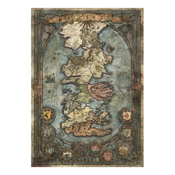 Poster Retrô Westeros Map Game Of Thrones 30x42cm Plastific
