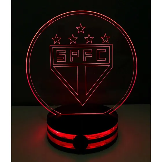 Abajur Luminária De Led De Times Em Acrílico Colorido