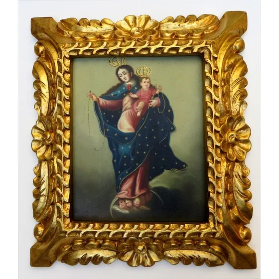Virgen María Y El Niño (pintura Cusqueña) Óleo - Jsedamanos