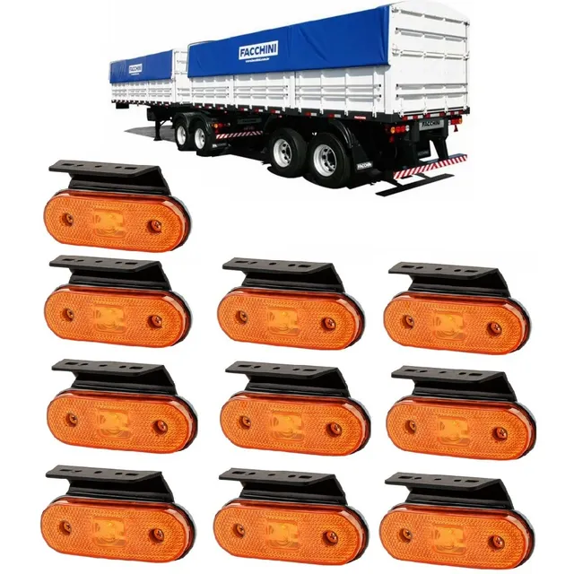 10 Un Lanterna Lateral Led C/ Suporte Carreta Facchini 