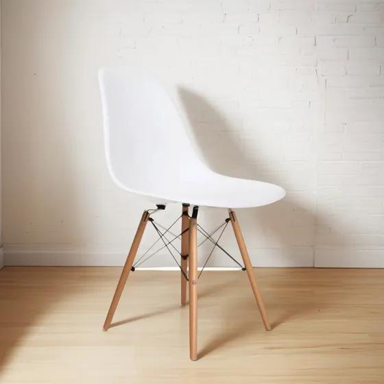Silla Eames Base Madera Comedor Moderno - Colores Estructura De La Silla Blanco