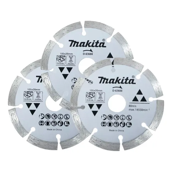 Kit 3 Discos Diamantados Corte A Seco 105 Mm Makita
