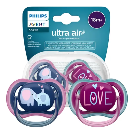 Chupeta Avent Ultra Air Dupla 18m+  Rosa Menina