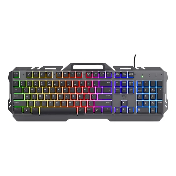 Teclado Gamer Computador Membrana US Trust Esca RGB Rainbow com suporte celular