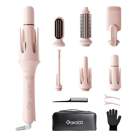 Modelador De Cabelo Automático 7em1com Cabeça Intercambiável Rosa 127/220v