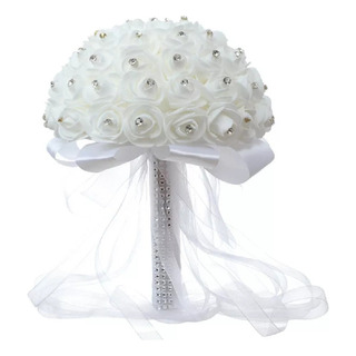 For Ramo De Novia Blanco Artificial De Cristal Rosa For Ramo De Novia Blanco Artificial De Cristal Rosa