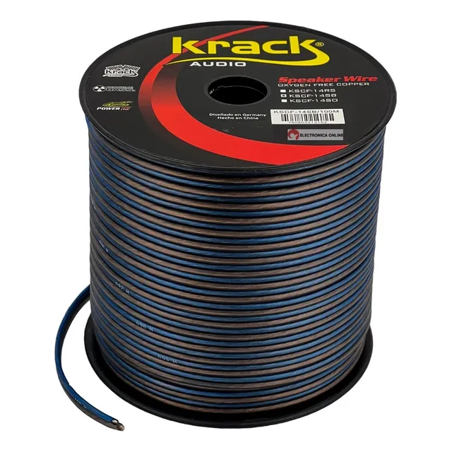 Rollo De Cable Para Bocina 100mts Calibre 14 X 2 Krack Audio