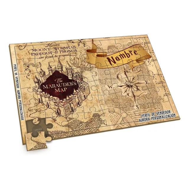 Rompecabezas Mapa Merodeador Potter Personalizado Con Nombre
