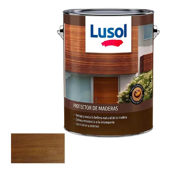 Protector Para Madera Interior Exterior Lusol 500ml Color Nogal