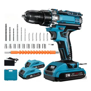 Parafusadeira Furadeira Impacto 2 Baterias Profissional 21v Parafusadeira Furadeira Impacto 2 Baterias Profissional 21v