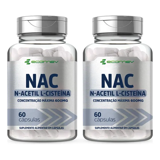 2x Nac N- Acetilcisteina 600mg (dose Maxima) 120cáps Ecomev