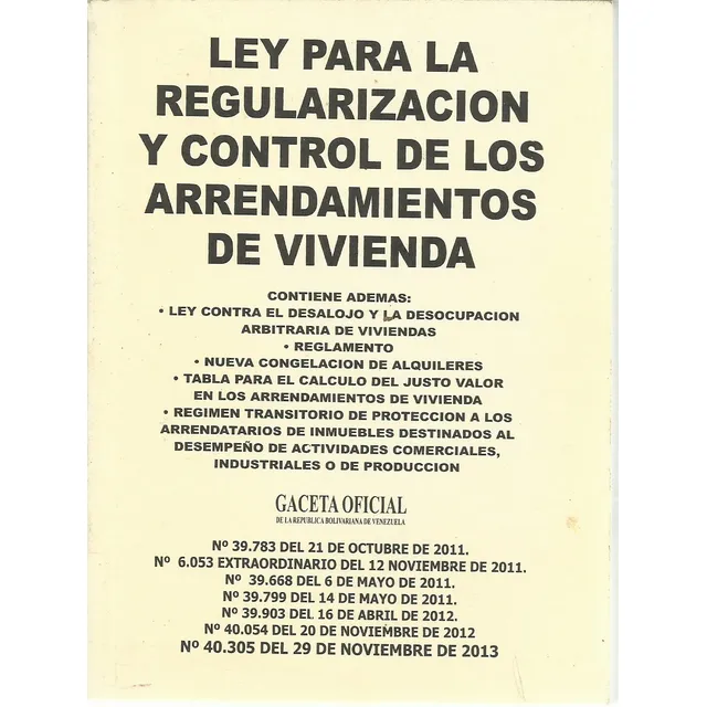 Ley Para La Regularización Y Control De Los Arrendamientos