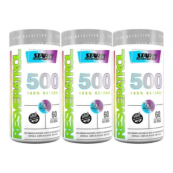 Resveratrol 500 Star Nutrition Antioxidante 60 Cap X 3 Un