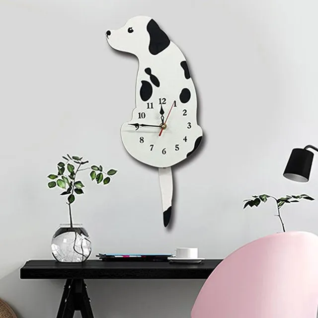Ukey Reloj Pared Creativo Para Perro Acrilico Pendulo Cola X