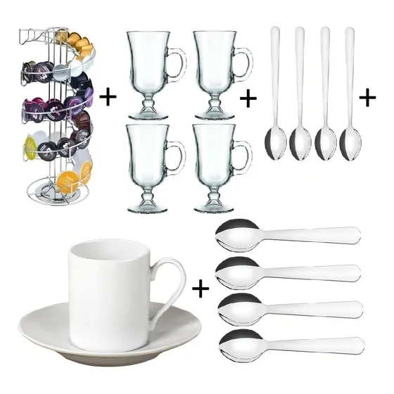 Dispensador Dolce Gusto Tazas Y Cucharas Cappuccino Y Café