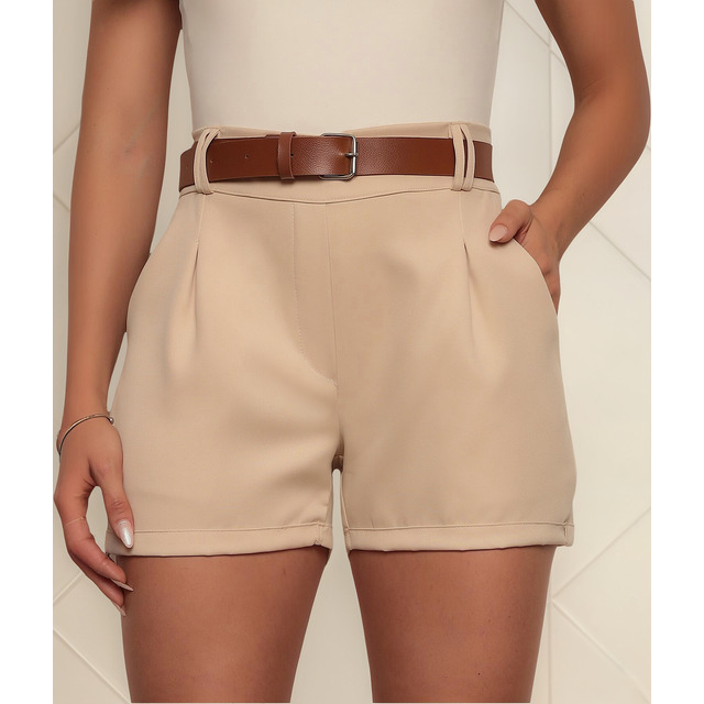 Shorts Feminino Cintura Alta Meia Coxa Alfaiataria C/ Cinto Shorts Feminino Cintura Alta Meia Coxa Alfaiataria C/ Cinto