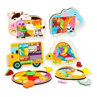 2 Rompecabezas 3d Didáctico Juego Madera Infantil Preescolar 2 Rompecabezas 3d Didáctico Juego Madera Infantil Preescolar