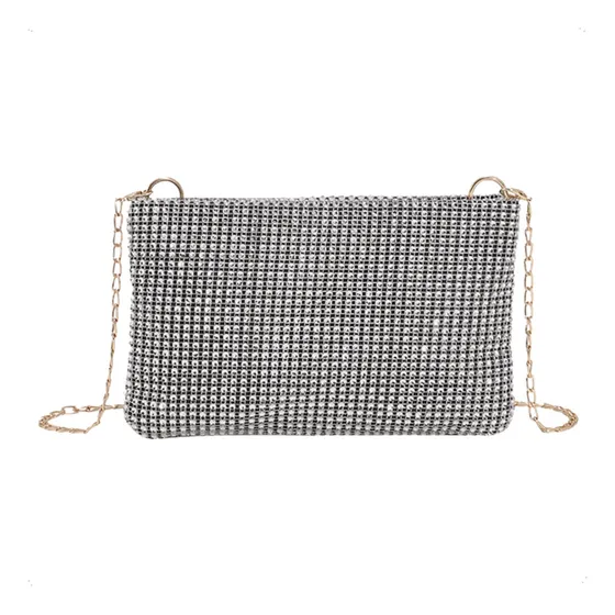 Sobre Fiesta De Mujer Elisabeth&co Diamond Night, Cartera De Mujer Con Strass De Fantasía En Color Plateado, Herrajes Dorados Correa Extraíble De 116cm Ideal Para Casamientos Fiestas Noche