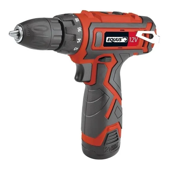 Taladro atornillador inalámbrico de 10mm Equus 13201S 12V + 2 baterías de 1.3Ah + accesorio con maletín de transporte 220V