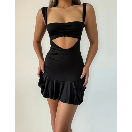 Vestido Microfibra C/ Bandeau Y Espalda Descubierta Con Tira