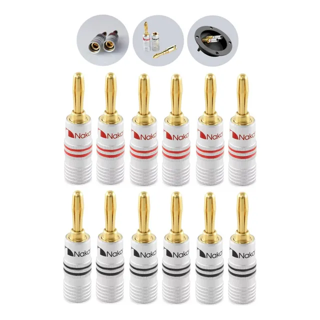 12 Conectores Nakamichi Banana  Audio Bocinas Chapados