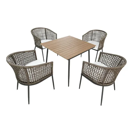 Set Juego De Mesa Y Sillas Tipo Ratan Para Patio Café