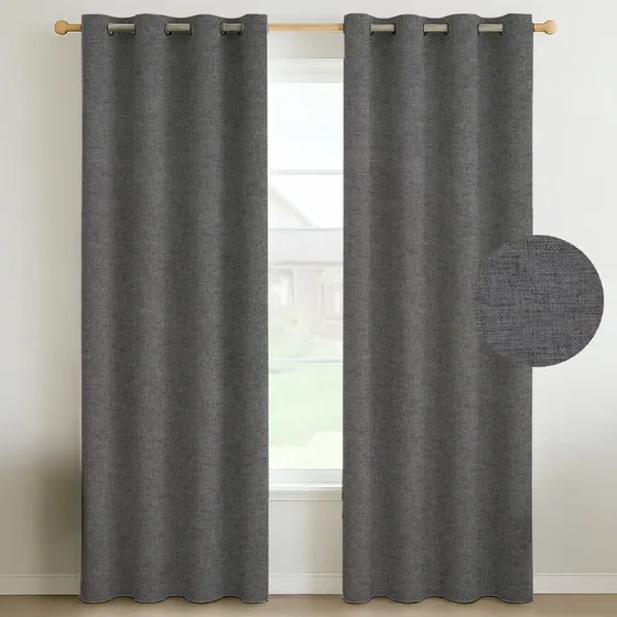 Cortina Casatua CBLACKOUT1 Anti Luz 2 Paños 140x220 Textura Lino Color Gris Oscuro | Cuotas sin interés