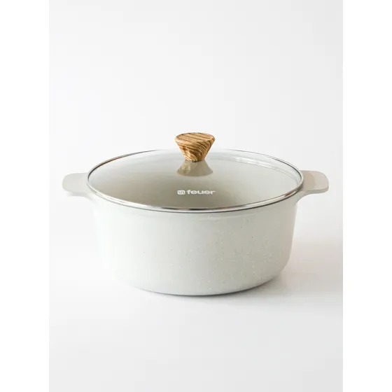 Cacerola Antiadherente Granite Essential Crema 28 Cm