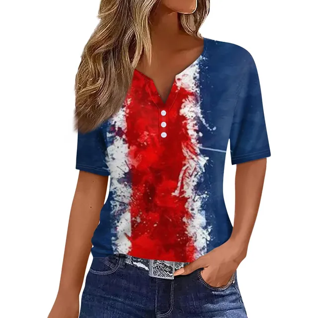 Ropa Mujer Verano 2 Camiseta Estampado Boton Manga Corta Fin