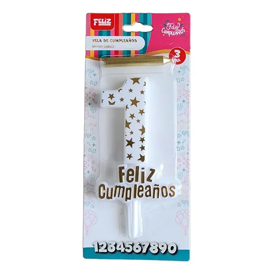 Vela Estrella Blanca Numero Cumpleaños Grande (20 Cm)