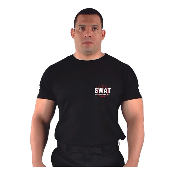 Camiseta Bordada Swat 100% Algodão - Original