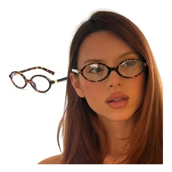 Óculos Tartaruga Miu Mi Transparente Retrô Oval Moda Vintage