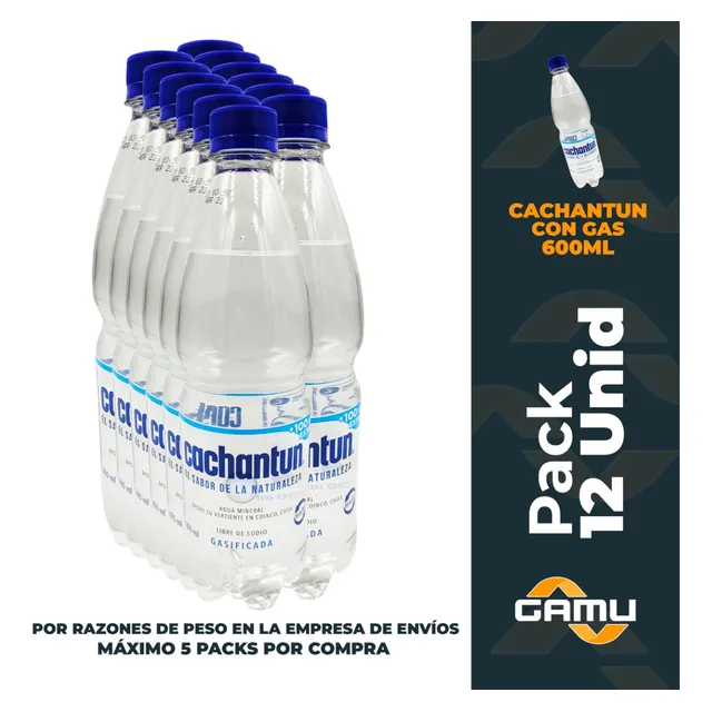 Cachantun 600ml - Con Gas - Pack 12 Botellas