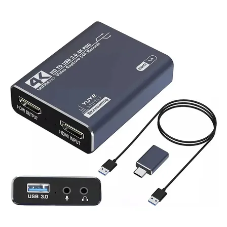 Placa de Captura Gllai Y01 Externa HDMI para USB 3.0, 1080p a 60fps, com Entrada de Microfone