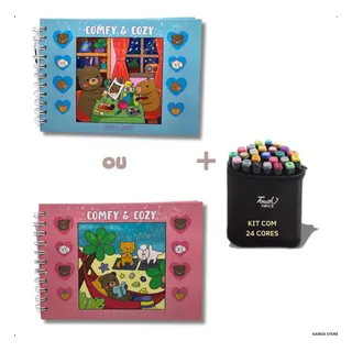 Kit Livro De Colorir Com Canetinhas Marcador Ponta Dupla Com 24 Cores Vibrantes - Capa Dura Desenhos Detalhados E Variados Anteterapia E Anti Estresse Com Envio Imediato Para Crianças E Adultos Kit Livro De Colorir Com Canetinhas Marcador Ponta Dupla Com 24 Cores Vibrantes - Capa Dura Desenhos Detalhados E Variados Anteterapia E Anti Estresse Com Envio Imediato Para Crianças E Adultos