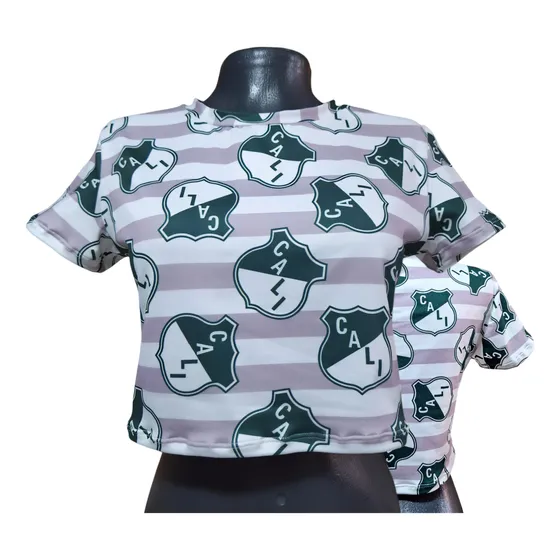 Camiseta Crop Top Deportivo Cali Para Mujer